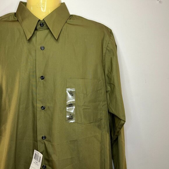 Van Heusen Men's Poplin Loden Green Dress Shirt - Size 16 32/33 - NWT - Picture 2 of 4